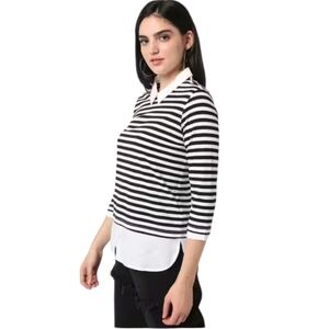 Women's DNMX Striped Layered Look Top Sz XL